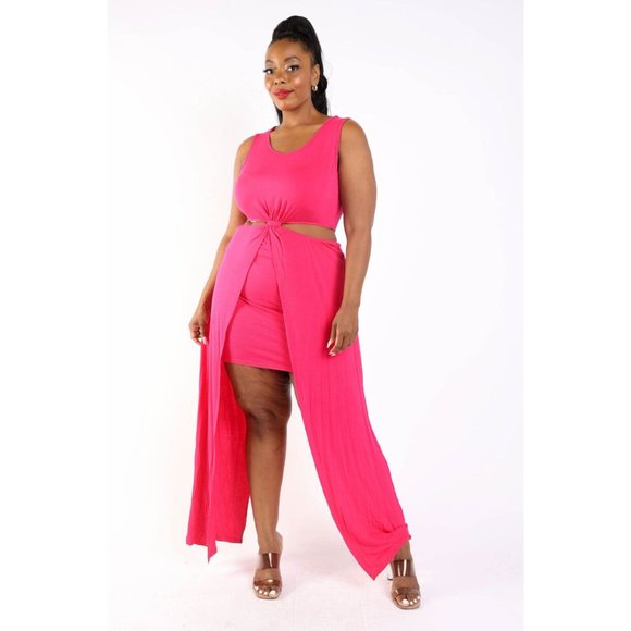 Boutique Dresses & Skirts - Women's Sexy Cut-Out Detailed Front Twist Sleeveless Maxi Dress Curvy Plus Size